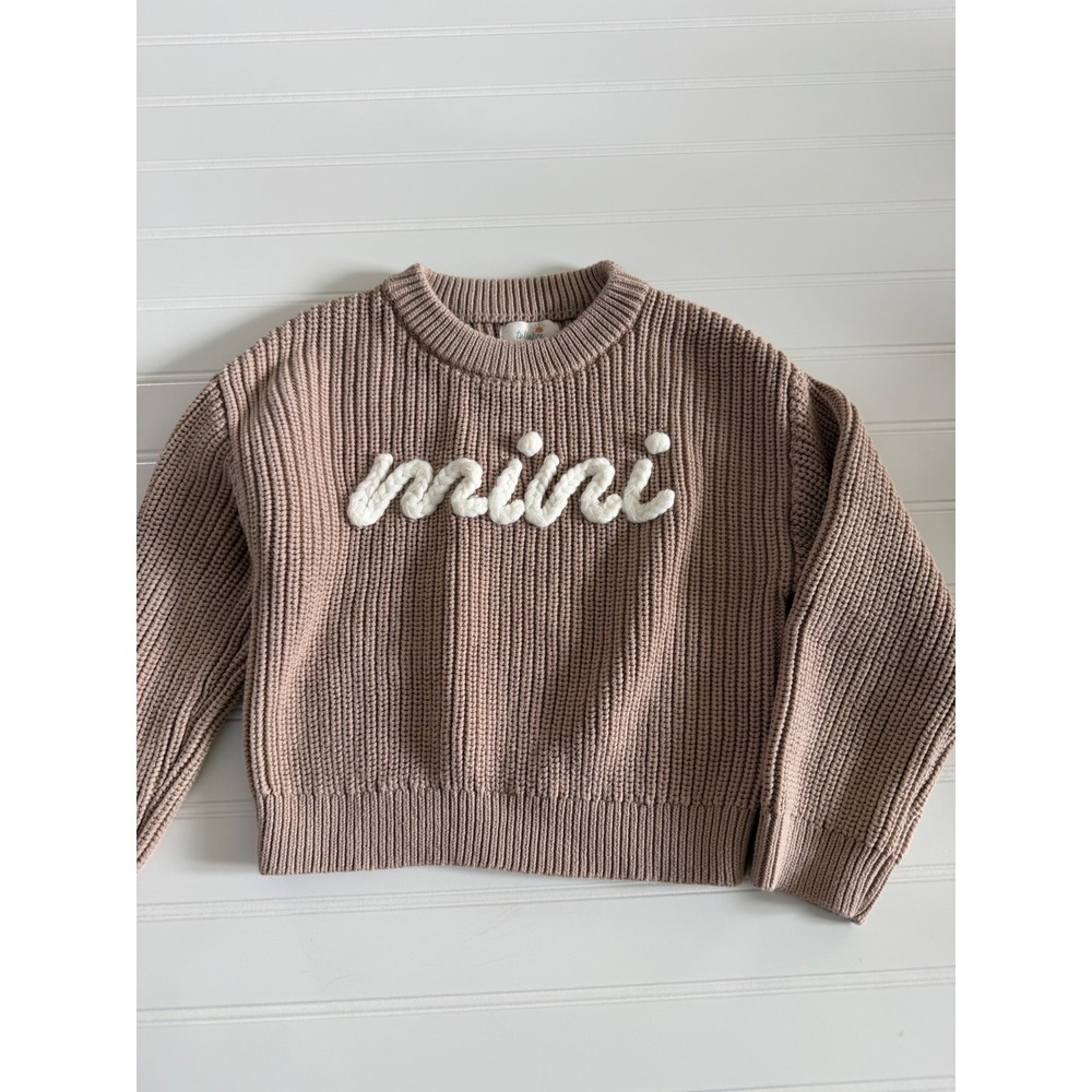 Tullabee Toddler Mini Knit Sweater Taupe Brown Ribbed Pullover 3T 4T